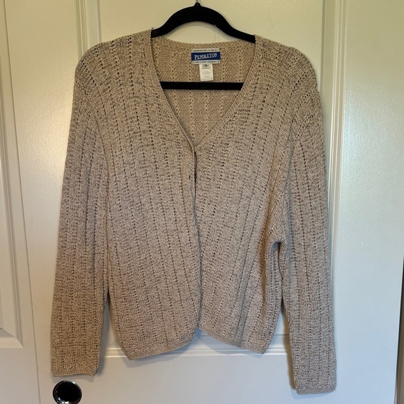 Pendleton Cream Cable-Knit Cardigan Sweater - Picture 1 of 6